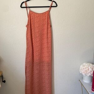 The Hanger Orange Pastel Ditsy Floral Print Long  Maxi Dress